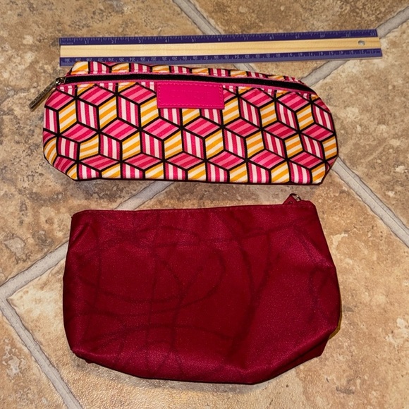 Clinique Makeup Cosmetic Skincare Travel Zippered Bag Pouch Case SET OF 2 - Picture 3 of 9